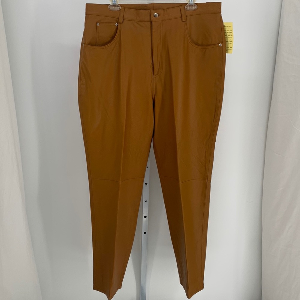 NWT Newport News Styleworks•Carmel Color Lined Leather Pants  Sz18